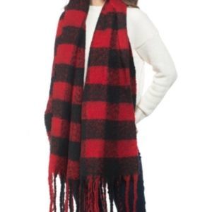 INC Buffalo Check Wrap Red Black ONE SIZE